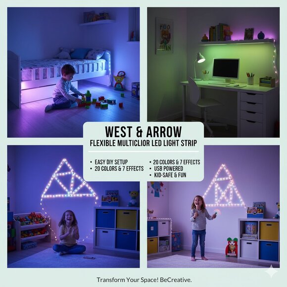 Vibrant LED Light Strip: 20 Colors & 7 Effects for Any Room - Picture 2 of 4